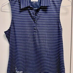 Greg Norman Women's Small Sleeveless Navy Tank Polo Top Sparkly Silver Stripes